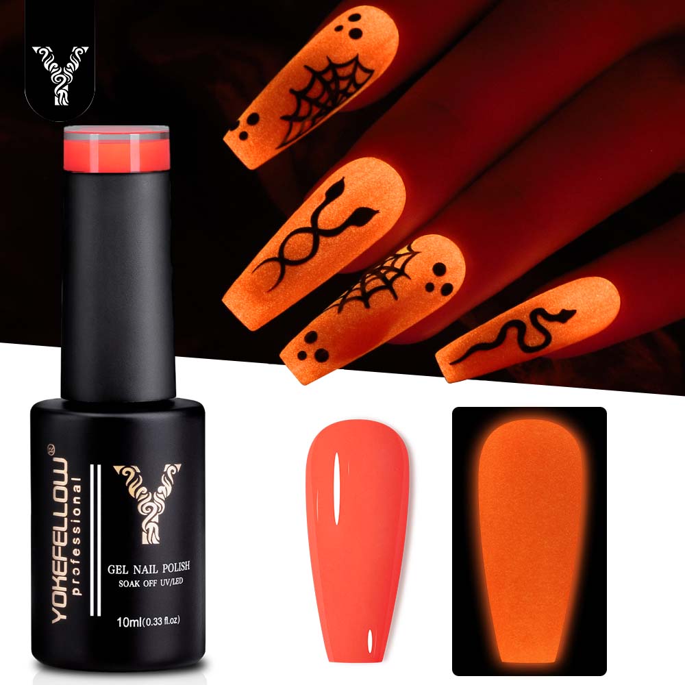 Nail Art Orange - YOKEFELLOW светящийся в темноте гель-лак для