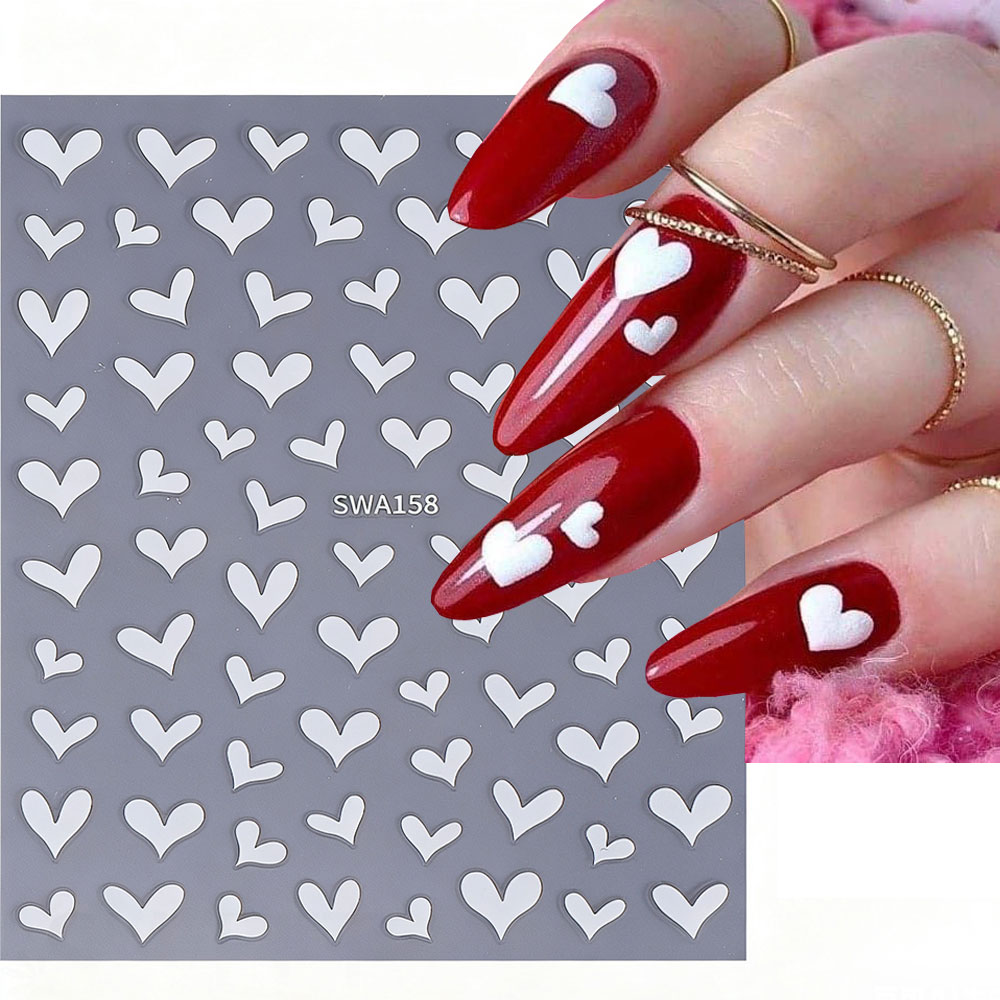 Nail Art Valentines Day - 3D белое сердце на День святого