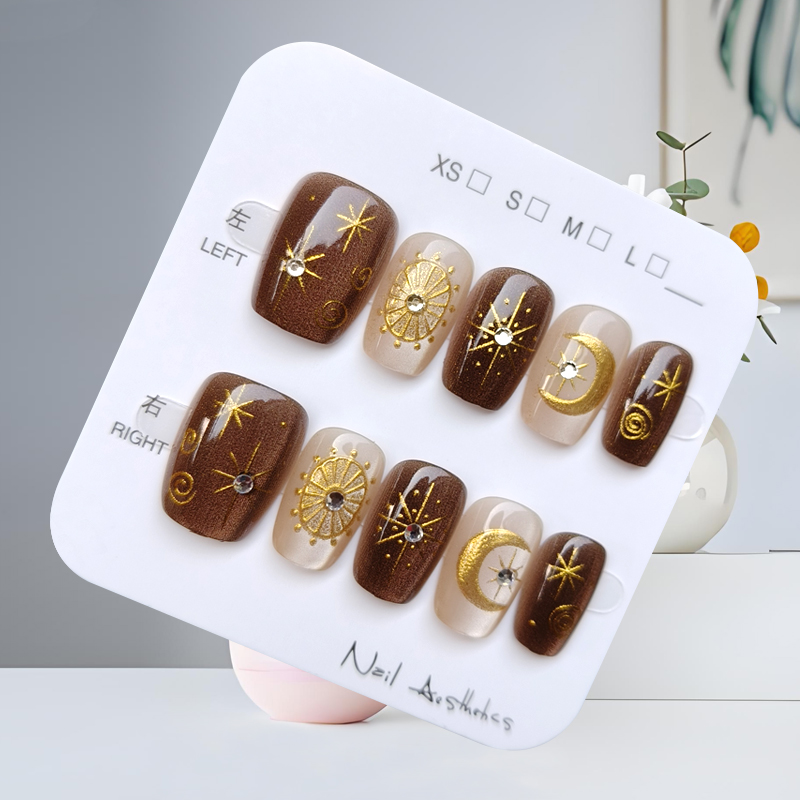10 шт., осенне-зимние коричнев – обзор и цена Nail Art Press On